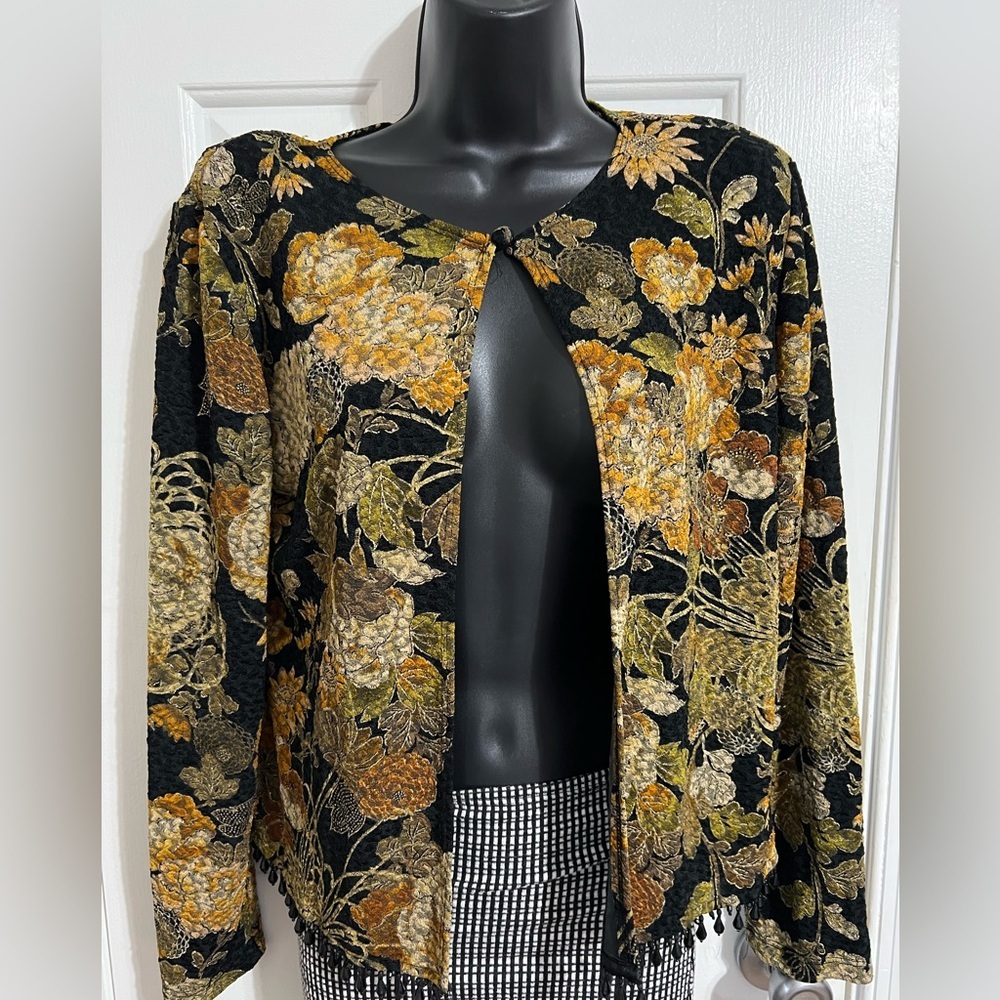 MSK Black and Gold Floral Cardigan